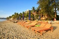 beds on the beach in huahin, Thailand Royalty Free Stock Photo