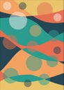 bedsheet design overlapping waves in warm colors red, red, orange, supplemented with green and blue, surreal design