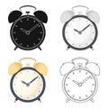 Bedside clock icon in cartoon style isolated on white background. Sleep and rest symbol stock vector illustration.