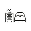 Bedside table and bed set icon vector Royalty Free Stock Photo