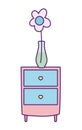 Bedside table furniture with flower in vase decoration