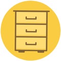 Bedside table icon. Colored silhouette. Front look Royalty Free Stock Photo