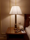 Bedside table lamp interior shot Royalty Free Stock Photo