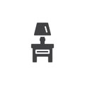 Bedside table with lamp vector icon Royalty Free Stock Photo