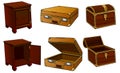 Bedside-table, suitcase, chest