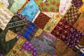 Bedspread patchwork in oriental style, closeup. Royalty Free Stock Photo