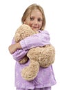 Bedtime - child in pajamas with teddy bear