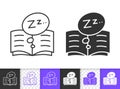 Bedtime read book simple black line vector icon