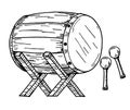 Bedug Drum for celebrating Eid al fitr. Bedug Drum to awaken Sahur in the fasting month and call for prayer. Vector hand