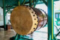 Bedug is large double-barreled drum with water buffalo leather on both sides, has a deeper & duller sound, used among moslim in