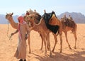 Beduin and their camels Royalty Free Stock Photo