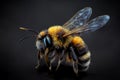 Bee, black background, macro photo