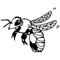Bee black drawn contour vector clip art Royalty Free Stock Photo