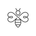 Bee black vector icon. Stylized logo symbol. Royalty Free Stock Photo