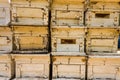 Bee boxes used to pollinate an almond orchard Royalty Free Stock Photo