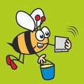 bee with bucket of honey and navigation, humorous vector illustration Royalty Free Stock Photo