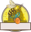 Bee Carrying Honey Pot Skep Circle Drawing