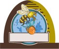 Bee Carrying Honey Pot Skep Circle Drawing