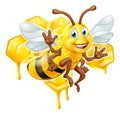 Bee Cartoon Character With Honey Royalty Free Stock Photo