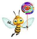 Bee cartoon character with lollypop