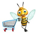 Bee cartoon character with trolly