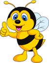 Bee cartoon thumb up Royalty Free Stock Photo
