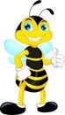 Bee cartoon thumb up Royalty Free Stock Photo