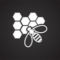 Bee with cells icon on black background for graphic and web design, Modern simple vector sign. Internet concept. Trendy symbol for Royalty Free Stock Photo