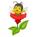 Bee character on the flower Royalty Free Stock Photo