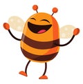 Bee is cheerful, illustration, vector