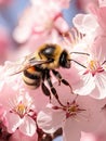 Bee on Cherry Blossom. Royalty Free Stock Photo