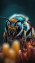 Bee Close-Up on a Flower. Generative AI