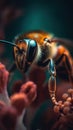 Bee Close-Up on a Flower. Generative AI