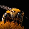 bee collects honey from a flower.Pollen