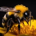 bee collects honey from a flower.Pollen