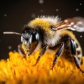 bee collects honey from a flower.Pollen