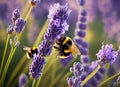 bee collects honey on lavender