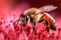 a bee collects nectar on a flower. Generative ai