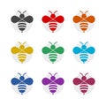 Bee color icon set isolated on white background Royalty Free Stock Photo