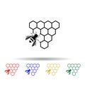 bee and combs multi color style icon. Simple glyph, flat vector of beekeeping icons for ui and ux, website or mobile application Royalty Free Stock Photo
