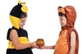 Bee costume and bear costume