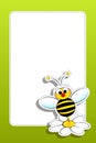 Bee with daisy and blank frame Royalty Free Stock Photo