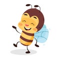 Bee is dancing on white isolated background.