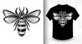 Bee. Design idea for t-shirt print. Royalty Free Stock Photo