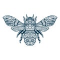 Bee doodle hand drawn vector illustration Royalty Free Stock Photo