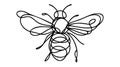 Bee drawn in one line. Tattoo art. Logotype. Sketch. Continuous line drawing insect. Minimalist art.