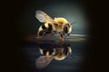The bee drinks water. Royalty Free Stock Photo