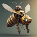 Bee Drone, Dystopian Steampunk Mechanic Bee Isolated â AI Generated 3D Illustration