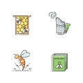 Bee farming RGB color icons set