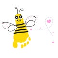 Bee with feet prints vector background